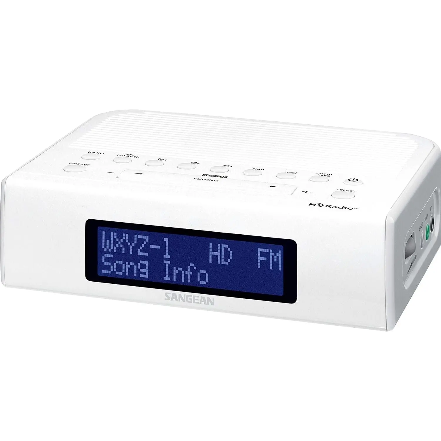 Sangean HDR-15 AM/FM Digital Tuning Clock Radio with USB Phone Charging White
