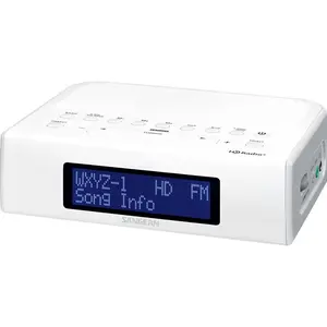 Sangean HDR-15 AM/FM Digital Tuning Clock Radio with USB Phone Charging White