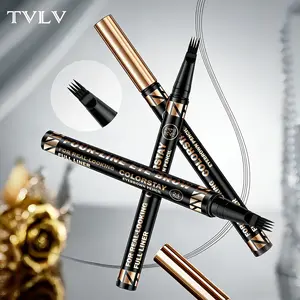 Four-Stroke Eyebrow Pencil Dual Purpose, Natural Wild Brow, Liquid Texture Smooth Non-Sticky Soft Tip, Long-Lasting Waterproof Sweatproof, Eyebrow Makeup, Cosmetic Product