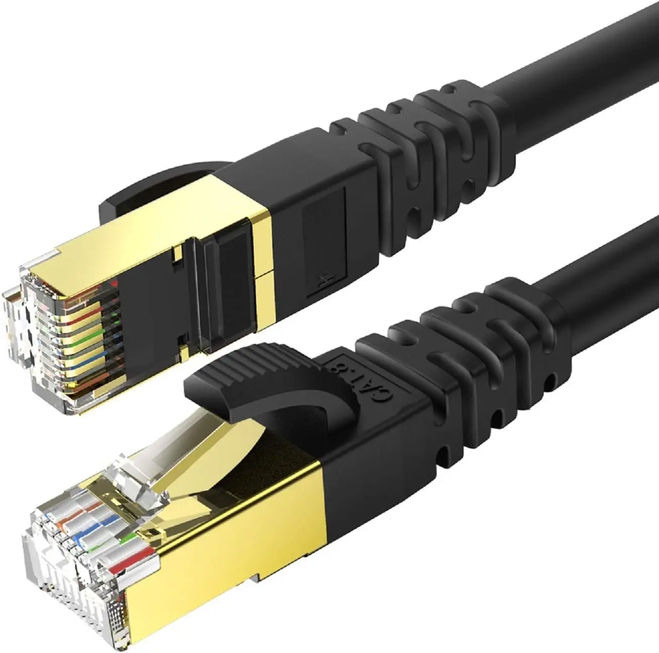 8 Ethernet  20 FT, Cat8 Network LAN  High Speed 40Gbps with RJ45  Plated Connector SFTP Shielded Cord, 26AWG Gaming Internet  for Router, Modem (Black, 20FT 1 Pack)