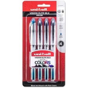 Uni-ball UBC67182PP Vision Elite Rollerball Pen, Blue & Black - Pack of 4