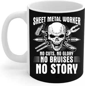 Metalworking Mug Vintage Skull Sheet Metal Worker Construction Gift Coffee Mug 11oz