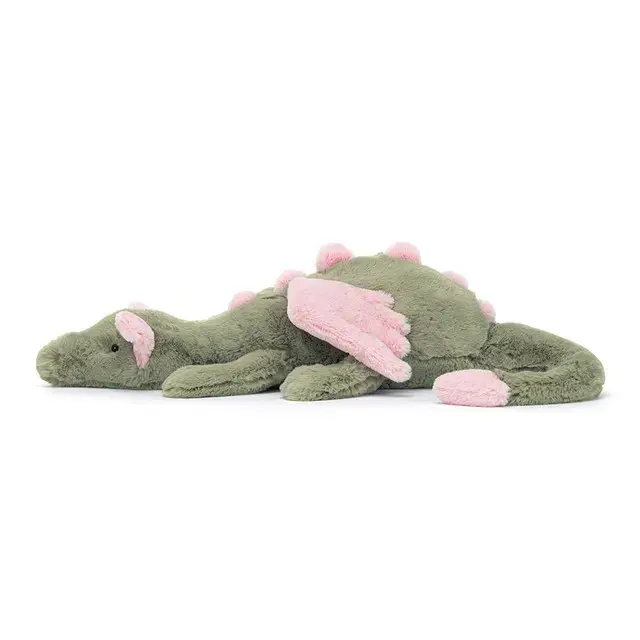 Jellycat Malachy Dragon Plush Stuffed Animal – Ultra Soft Green Dragon Plush Toy with Pink Wings, Cute Fantasy Collectible Gift for Kids & Adults