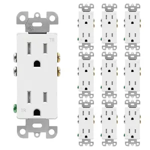 15 Amp Decorator Wall Receptacle Outlet, Child-Safe Tamper Resistant, Standard Electrical Outlets, 15A/125V, 2 Pole 3 Wire, UL Listed, 20 Pack, White