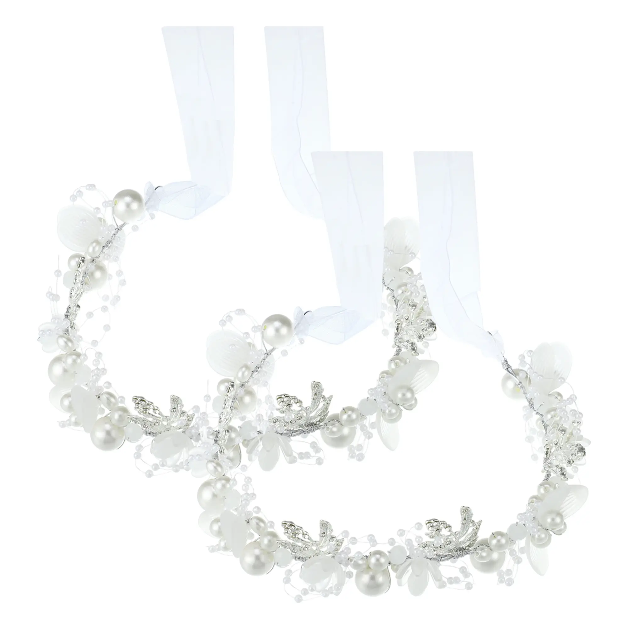 Silver Flower Girl Headpiece Crystal Pearl Hair Accessories Wedding Party Amazon.com : Tanfeine Flower Girl Headpiece, Flower Girl  main image 4