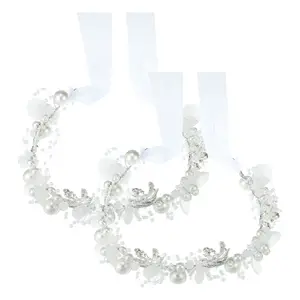 Unique Bargains 2pcs Flower Girl Headpiece, Faux Crystal Pearl Hair Accessories Headband for Wedding Birthday Party, Flower Headband for Girls, Silver Tone