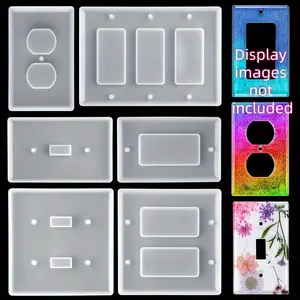 6Pcs Light Switch Cover Resin Silicone Molds - DIY Decorative Wall Plate Epoxy Casting Molds for Home Decor Standard Switch & Outlet Socket Cover Resin Crafting Kit for Aesthetic Room Makeover