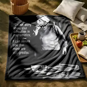 1 piece "Pure mathematics is, in its way, the poetry of logical ideas." themed flannel blanket - Microfiber fluffy flannel sofa blanket, suitable for beds and sofas, modern design, all-season multi-purpose use, digitally printed pattern, 100%