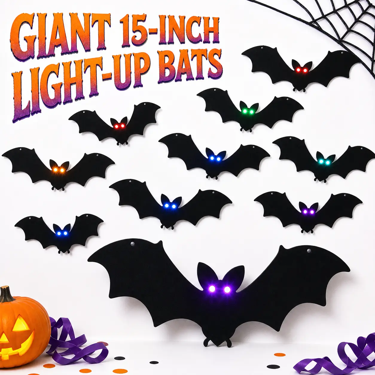 12PCS Bat Light Design LED Decorations 12pcs/24pcs/36pcs Set Spooky Ornaments for Home Party Festival Halloween Easy Install Wall Stickers Smooth Application - Decorative(Non-remote)