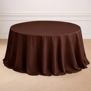 Polyester Round Tablecloth 132" Chocolate - Seamless Finish Table Cover