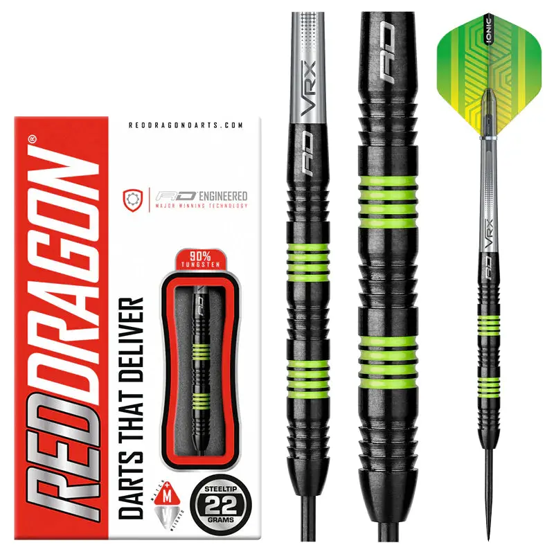 Red Dragon Darts Freestyle Steel-Tip Set - Grooved Steel Barrels with a Modern Classic Design, Red and Black Finish, Steel Darts