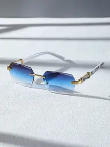 Unisex Fashion Vintage Classic Frameless Travel Glasses, Casual Plain Ombre Design, Metal Material, All Seasons Wear