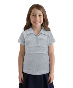 Girl's Uniform Triple Buttons Blouse Light Grey 5-18 GSU02