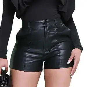 Women’s PU leather shorts/pants — new autumn fashion, hip-hugging design (2000s style).