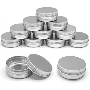 12 Pcs 1 oz Tin Containers with Lids, Empty Lip Balm Containers Silver Aluminum Tin Jar for Spices, Shea Butter, Salves and Candle