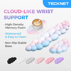 TECKNET Cloud Keyboard Wrist Rest Set, Cloud Wrist Rest with Non-Slip Base, PU Leather Wrist Pad for Keyboard with Ergonomic Memory Foam for Computer Laptop Office Gaming and Pain Relief Desktop Accessory,summerwins