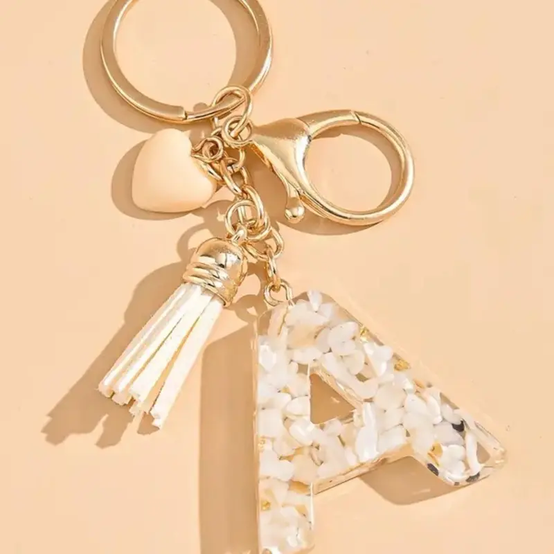 Cute Initial & Heart Design Keychain, Fashionable Resin Pendant Keychain for Women, Trendy Cute Keychain, Kawaii Accessory, Love