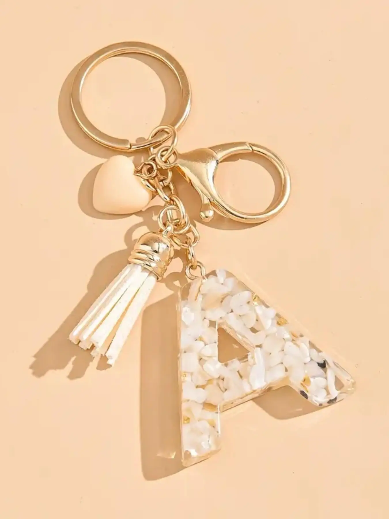 Cute Letter & Heart Design Keychain, Fashionable Resin Pendant Keychain for Women & Girls, Trendy All-match Keychain for Birthday Gift, Keychain for C