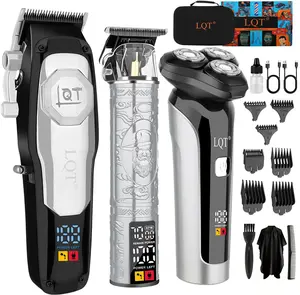 3Pcs Cordless USB Rechargeable Men's Grooming Kit, 3D Floating Electric Shaver, Beard & Sideburns Trimmer, Professional Barber Equipment, Perfect Gift for Men