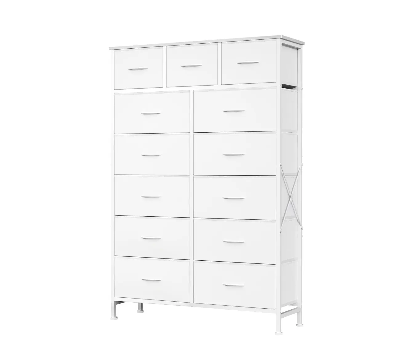 13-Drawer Fabric Dresser, Sturdy Steel Frame Storage Cabinet for Bedroom Closet Clothes, White