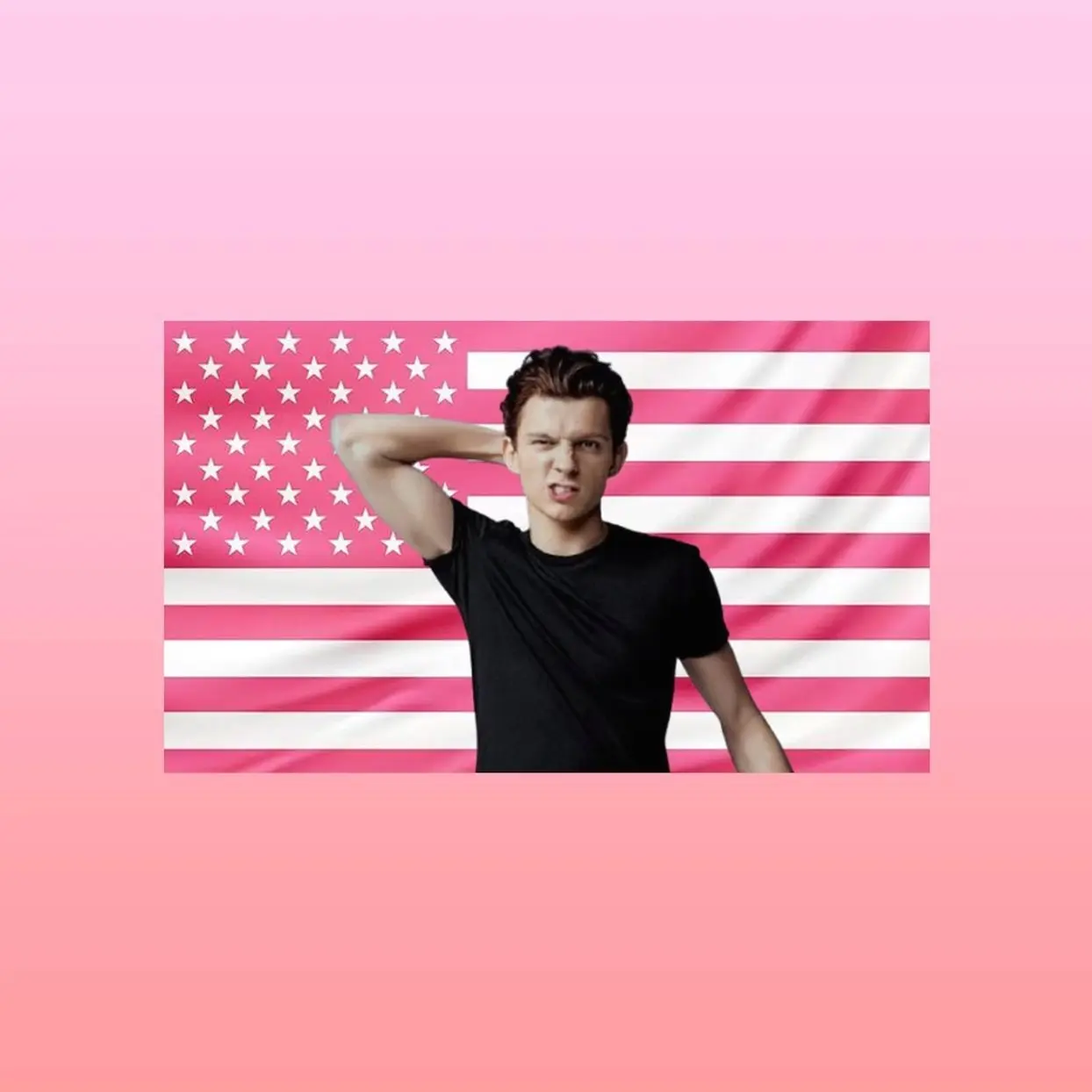 Tom Holland Pink American Flag Tapestry – Actor Wall Art Decor | Celebrity Fan Room Flag | Aesthetic Pink Bedroom Decor