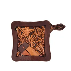 Men's Hand-Tooled Western Wallet - Texas Flag / Lone Star Bitone