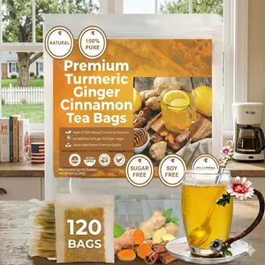 Combo 120 Pcs Turmeric Ginger Cinnamon Tea, Cinnamon Tea, Ginger Turmeric Tea, Tea Bags, Turmeric Ginger Cinnamon Tea Bags, No Sugar, NoCaffeine, No Gluten