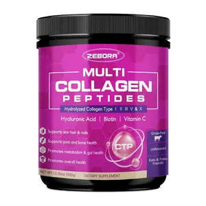 ZEBORA Multi Collagen Peptides Powder with Hyaluronic Acid Multi Collagen Peptides Powder 35 Servings Healthcare Supplement fitness support Vitamin Nail Hair