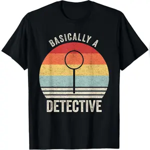 Retro Basically A Detective Shirt Funny Vintage T-Shirt Relaxed Fit Cotton T-Shirt