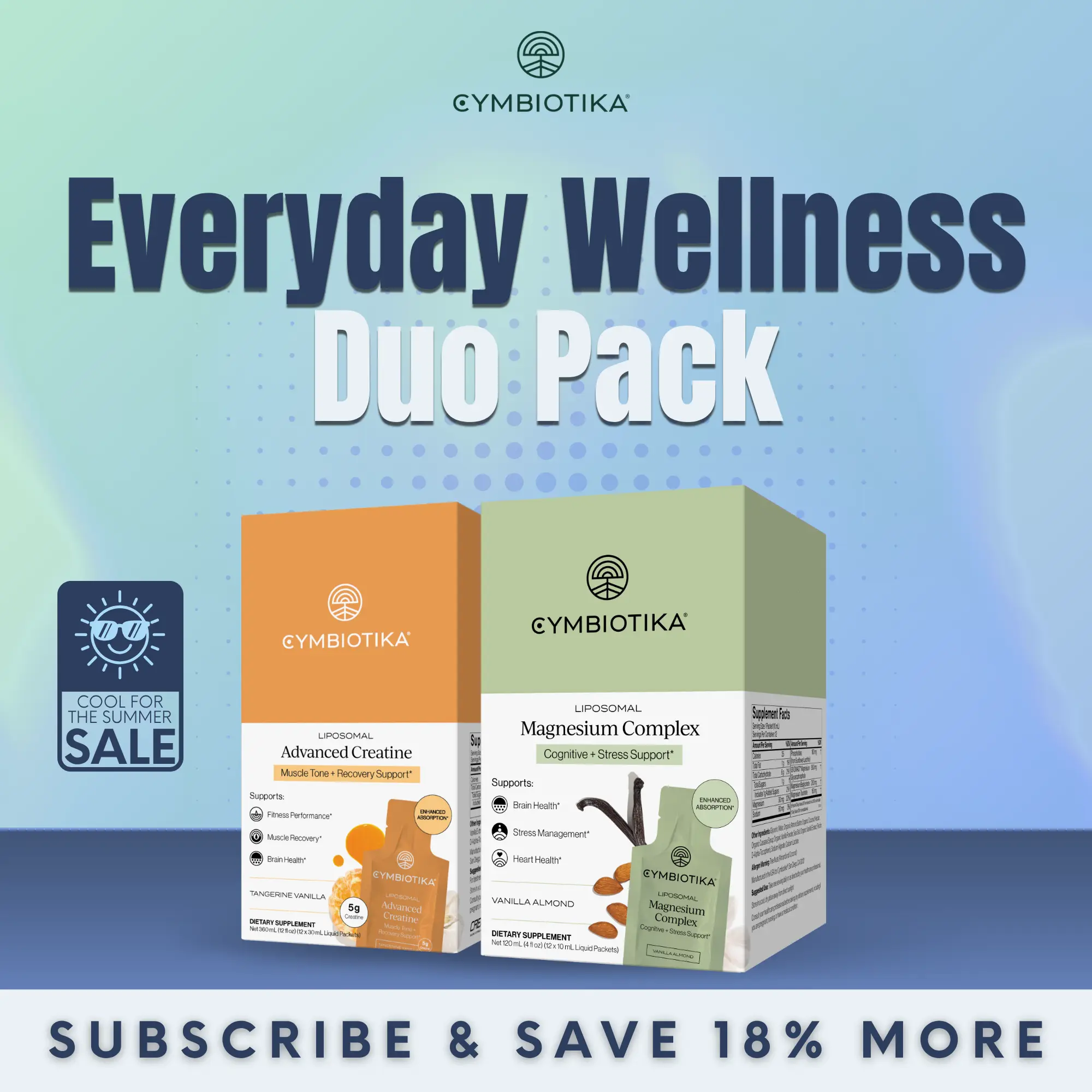 Everyday Wellness Duo Pack | 12*2 Packets| Liposomal Creatine + Magnesium Complex | Strength, Focus & Restful Sleep | CreaBev Creatine Monohydrate & 3-in-1 Magnesium Blend