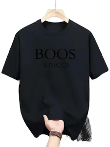 Men's Lightweight Breathable T-Shirt, Boos Nykboos Print, Summer Casual Round Neck Quick-Dry Loose Fit Essential