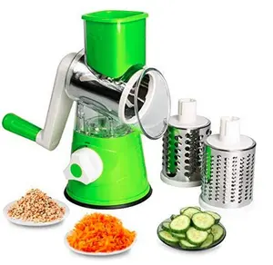 3-Blade Multifunctional Cheese Grater & Manual Rotary Vegetable Cutter, Reusable Kitchen Slicer Utensils for Fruits and Vegetables, Reuse