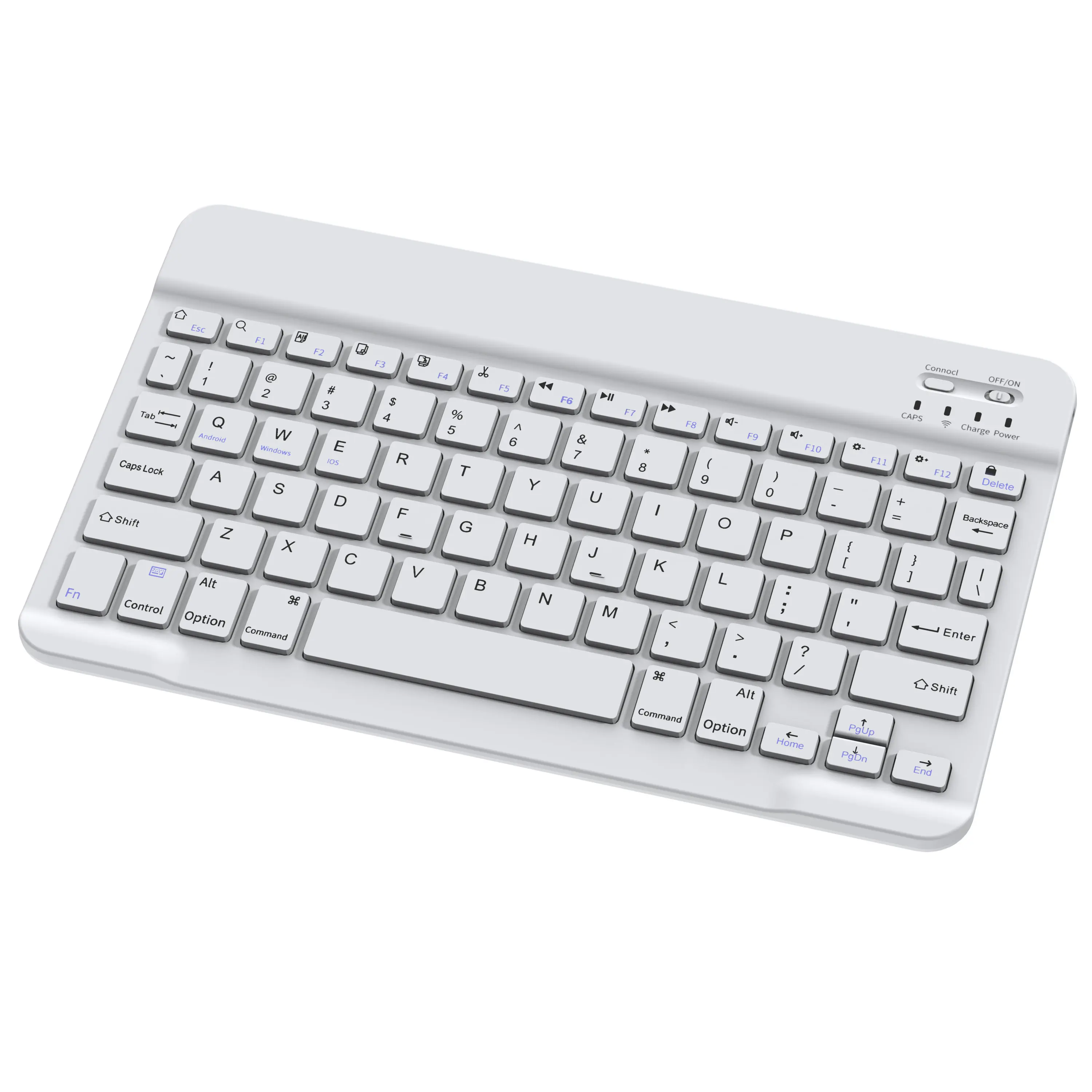 Tibuta Ultra-Slim Bluetooth Wireless Keyboard for  iPad 10th/9th/8th Gen/Air/Pro/Mini iPhone & Tablets, Portable, Rechargeable, White