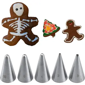 Small Piping Tips for Writing Detail,Icing Tips for Cookie Decorating,Round Tips #2,#00,#0,#1,#3 for Cakes Cupcakes Cookies Royal Icing