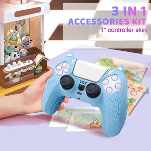 Summervibes Cute Cat Ear Silicone Protective Cover Skin for PS5 Controller, Anti-Slip Shockproof Soft Grip Shell Protector Case, Ergonomic Anti-Scratch Protective Skin for PlayStation 5 Game Controller