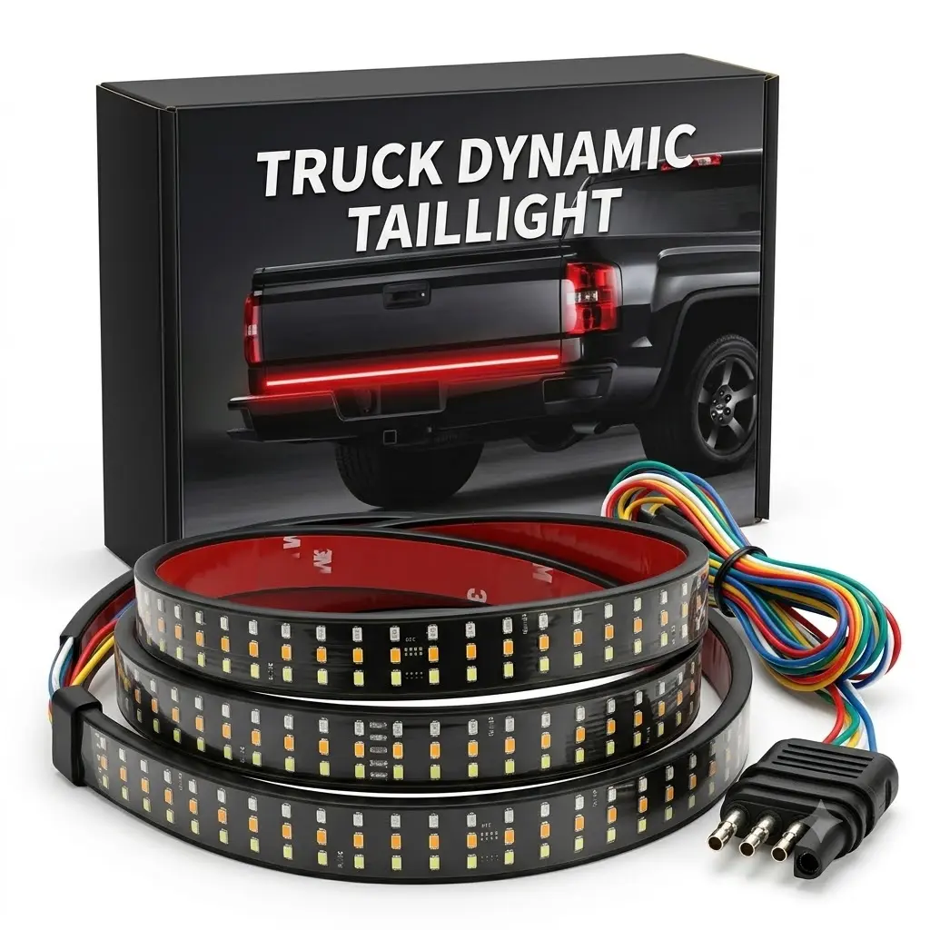 LED Tailgate Light Bar for Safer Night Driving, High Visibility Brake, Reverse & Turn Signal for Pickup Trucks, Triple Row Waterproof Rear Safety Light