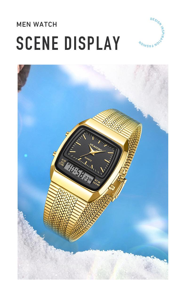 Fashion Multifunctional Roman Retro Dual Time Zone Watch, Waterproof & Scratch-Resistant Digital Casual Watch with Luminous Display, Perfect New Year Gift