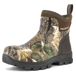 Men's Rain Boots Waterproof Garden Shoes, Ankle Rubber Work Boots, Camp Boots for Mud Snow Farm & Hunting Hiking Fishing Farming Working Outdoor Comfortable