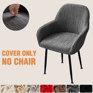 Elastic High Back Round Chair Cover, Nordic Minimalist Home Dining Chair Slipcover, Stretchable Fabric Seat Protector Daily Use for Kitchen Chairs