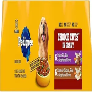 Pedigree Choice Cuts in Gravy Adult Canned Soft Wet Dog Food, Prime Rib & Chicken, 13.2 oz. Cans (12 Count, Pack of 1)