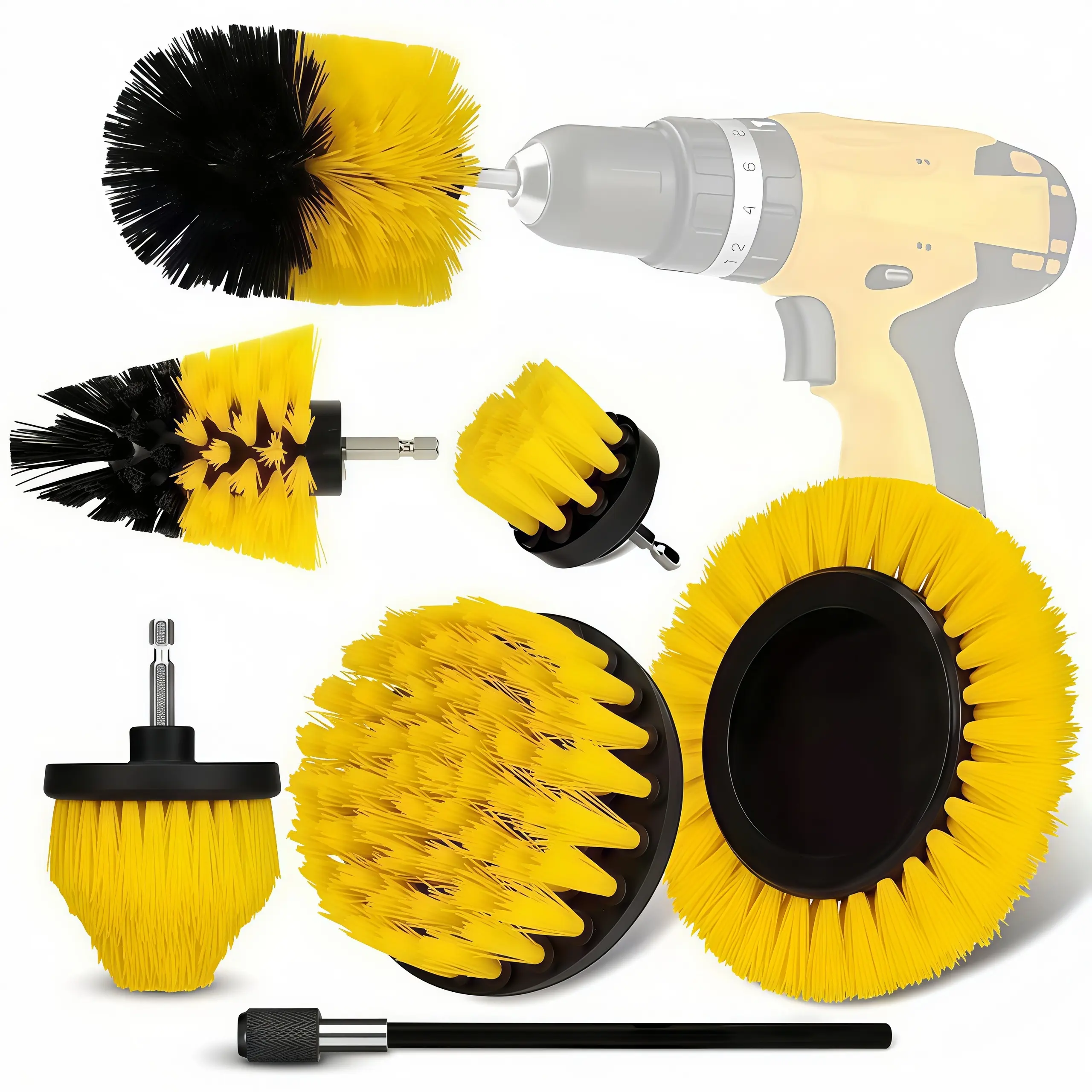 LMMAKE 1SET All-Purpose Cleaning Kit - Car Washing & Bathroom Tools with Handheld Brush, Tire Duster, Wheel Cleaning Brush & Repair Accessories, Handheld Cleaning Brush, Tire Brush Brushes & Dusters