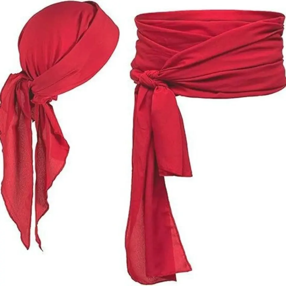 Plus Size Unisex Medieval Renaissance Linen-Nylon Pirate Headscarf & Belt Set, Breathable Dance Clothes Accessory for Halloween Party, Renaissance Fair, Holiday, Cold Wash, All Seasons, Do Not Bleach, Wraparound, Historical/Period, Costumes, Menswear, Tig