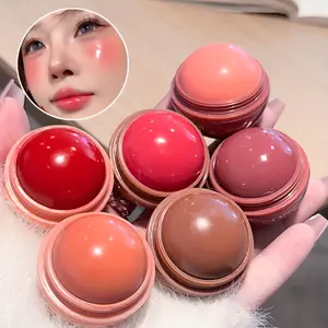 Ball Blush Cream, Korean Matte Cream Blush Stick, Ball Juice Blush, for lips and cheeks, Lip Cheek Tint, waterproof, rich color return, universal shadow, brightening effect, significantly modifying facial contour effect