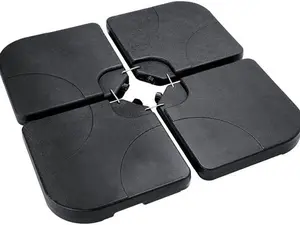 【Only $39.99】Base Patio Umbrella Stand - Outdoor Offset Cantilever Umbrella Heavy Duty Weights Square Base Water or Sand Refillable Plate Set with 4 Lock Pins, 80-160-221lbs Fillable Bases with Wheels & Locks