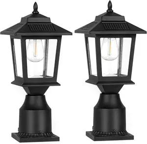 4/2 Pack Solar Post Cap Lights, Solar Outdoor Lights, Solar Lights with Glass Shade, Suitable for Deck, Fence, Patio Post Decoration