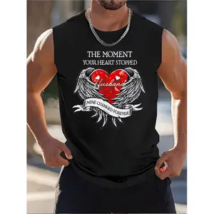 Heartstopper Husband Pendant with Wings Round Acrylic Memorial Ornament for Home and Car Interior Remembrance Gift Classic Crew Neck Tank Top for Daylong Comfort and Gym