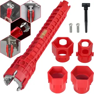 14-in-1 Multi-functional Wrench Faucet Sink Installer Tool for Toilets and Kitchens - Red Plumbers Wrench Multifunctional Wrench