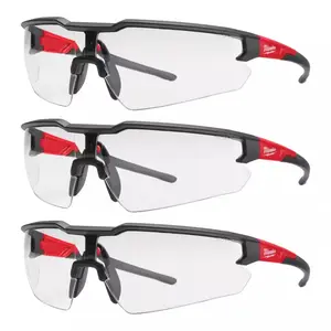 Safety Glasses with Clear Anti-Scratch Lenses 3-Pack No Warranty Black Red Frame