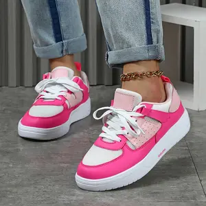 Women's Casual Sneakers - Breathable Mesh & Leather, Platform Sole Indoor Outdoor Shoes