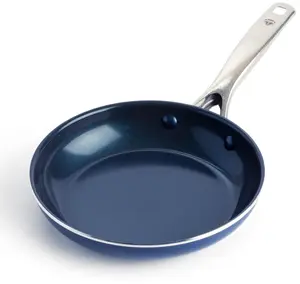 Blue Diamond 8 Inch Nonstick Frying Pan, PFAS Free Ceramic Egg and Omelet Pan, Diamond Infused Nonstick Skillet, Dishwasher & Oven Safe, Stay Cool Handle, Durable Non Toxic Metal Utensil Safe, Blue